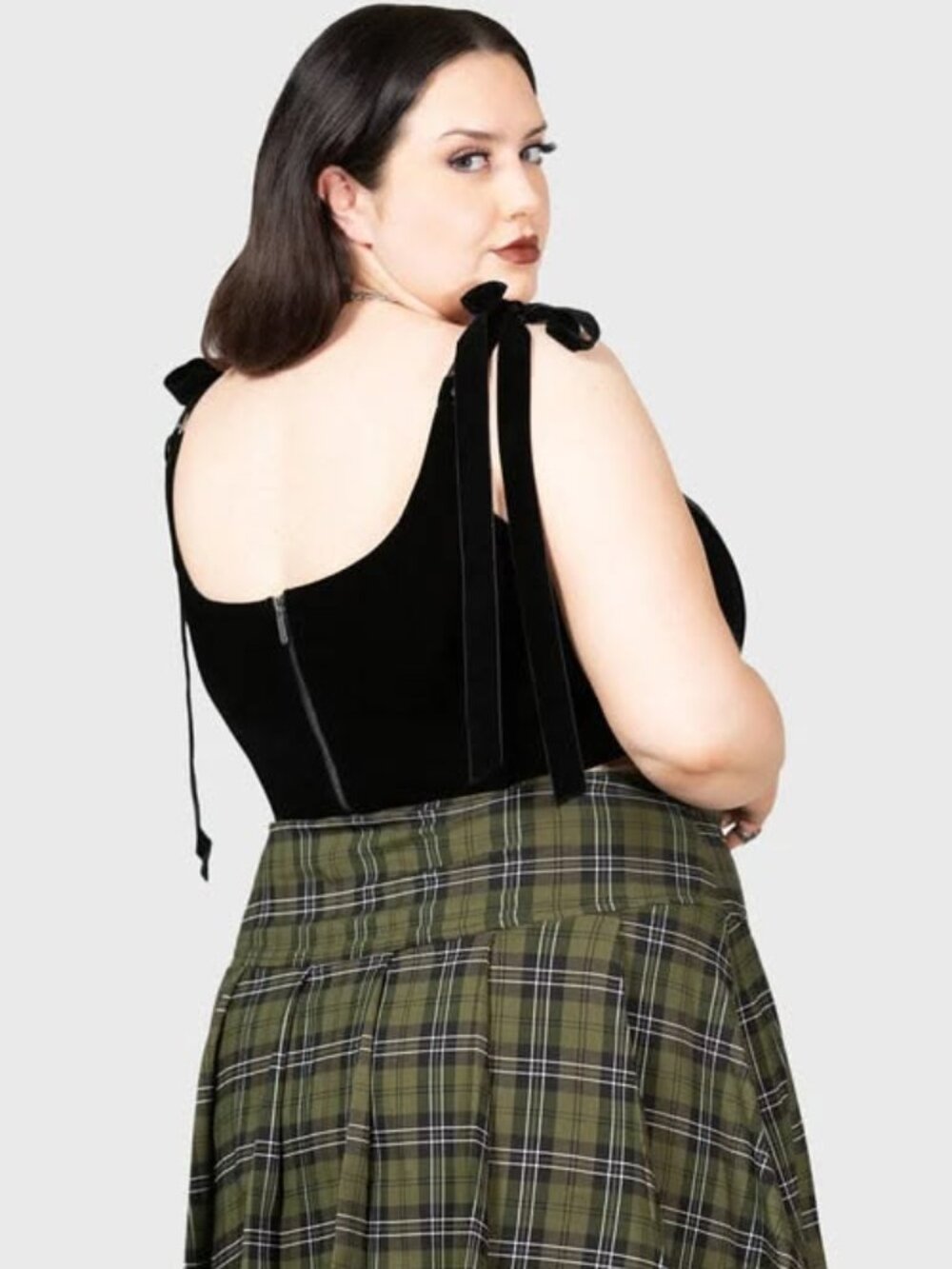 KILLSTAR Toxic Flora velvet cropped corset top - Picture 3 of 10